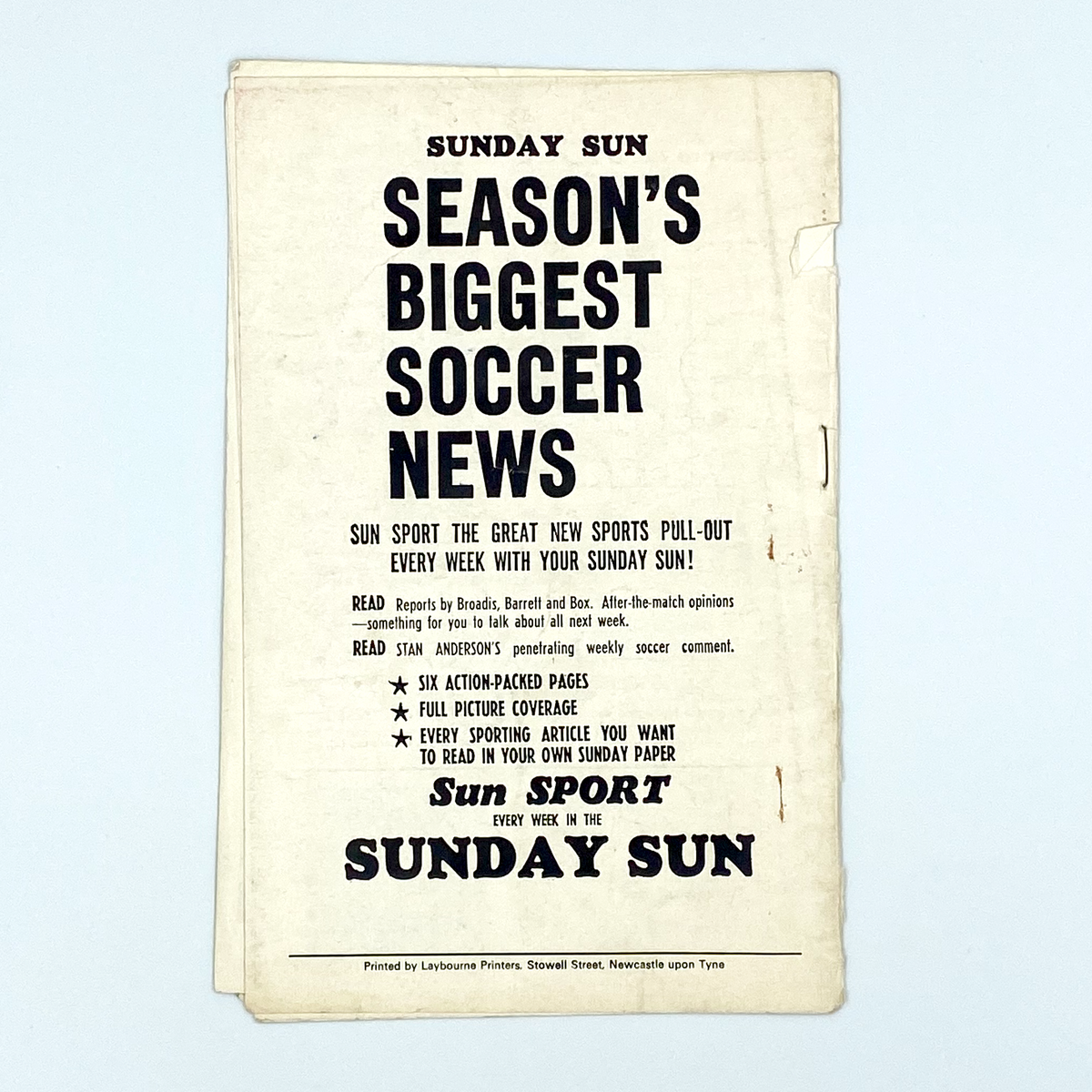 Newcastle United vs Sporting CP Programme (20 November 1968)