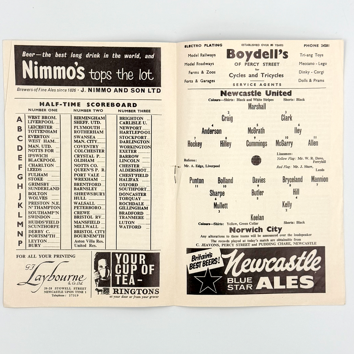 Newcastle United vs Norwich City Programme (25 April 1964)
