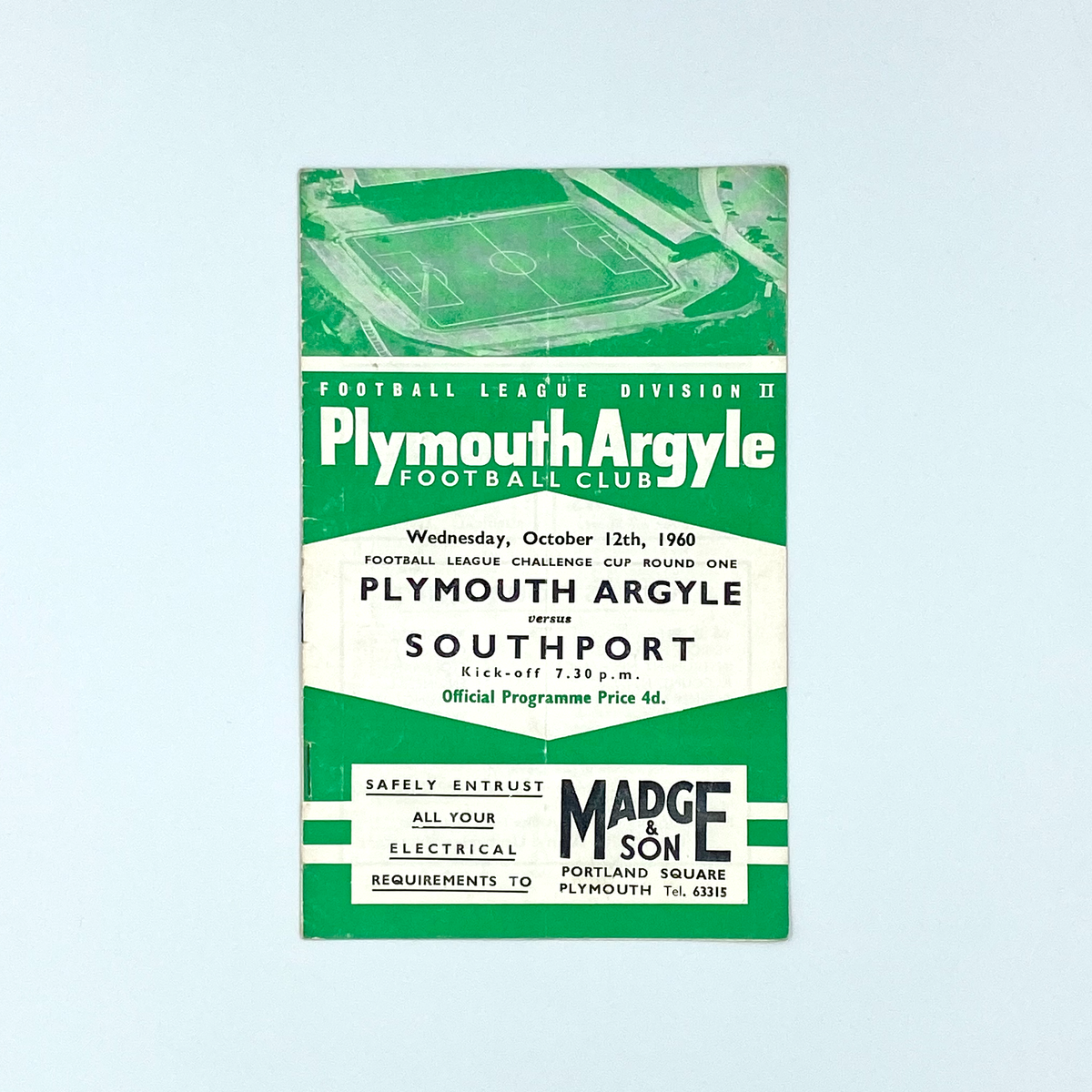 Plymouth Argyle vs Southport Programme (12 October 1960)