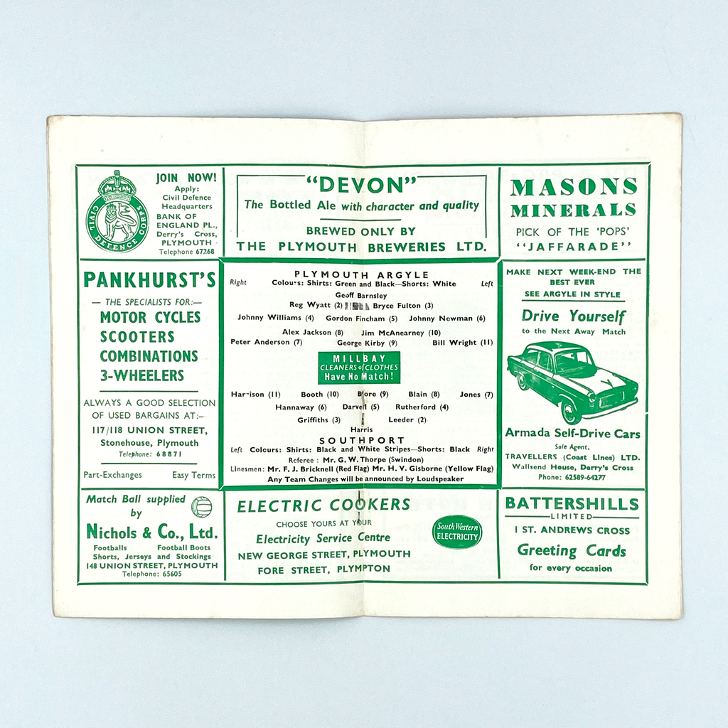 Plymouth Argyle vs Southport Programme (12 October 1960)