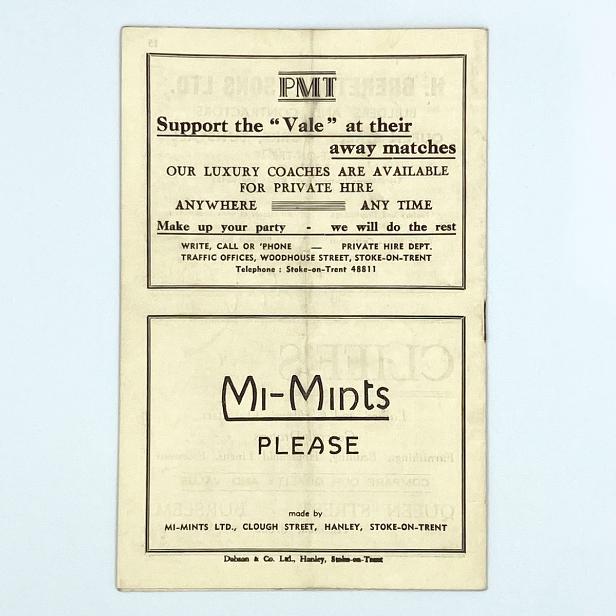 Port Vale vs AFC Bournemouth Programme (19 April 1958)