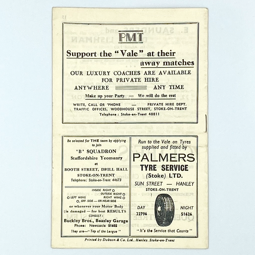 Port Vale vs Brentford Programme (23 April 1962)