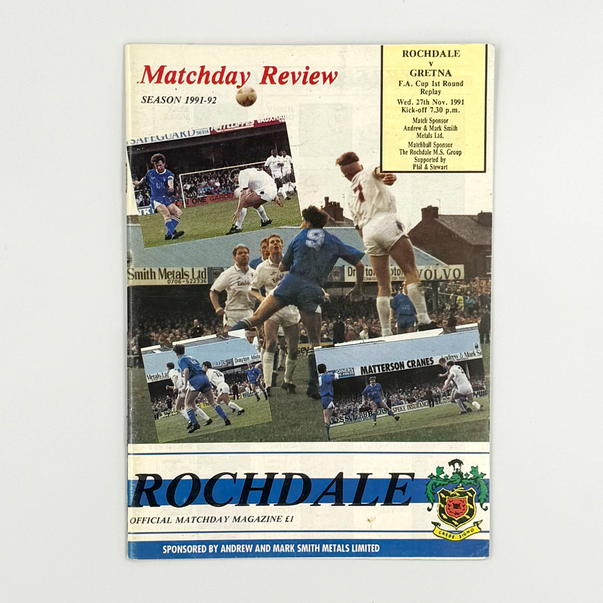 Rochdale vs Gretna Programme (27 November 1991)