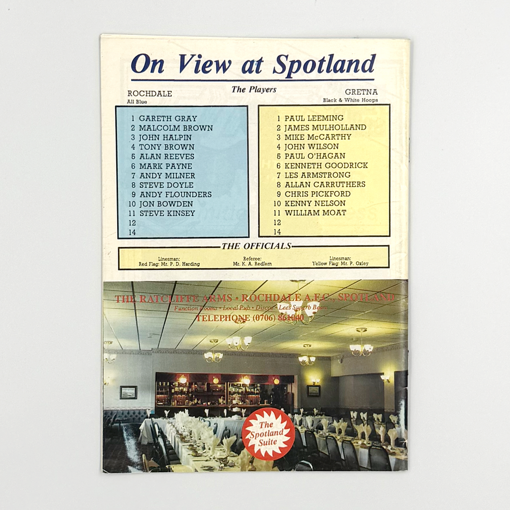 Rochdale vs Gretna Programme (27 November 1991)
