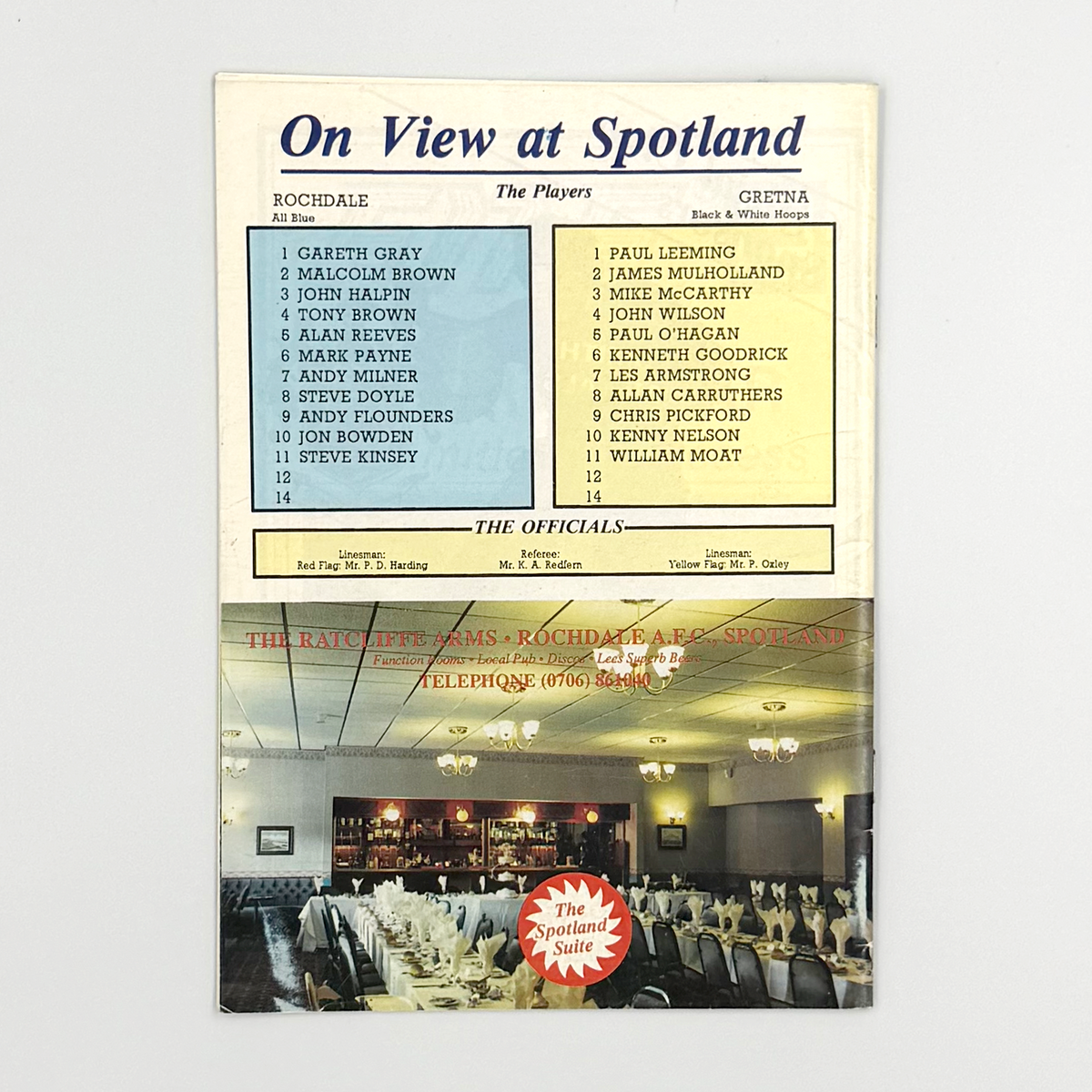 Rochdale vs Gretna Programme (27 November 1991)