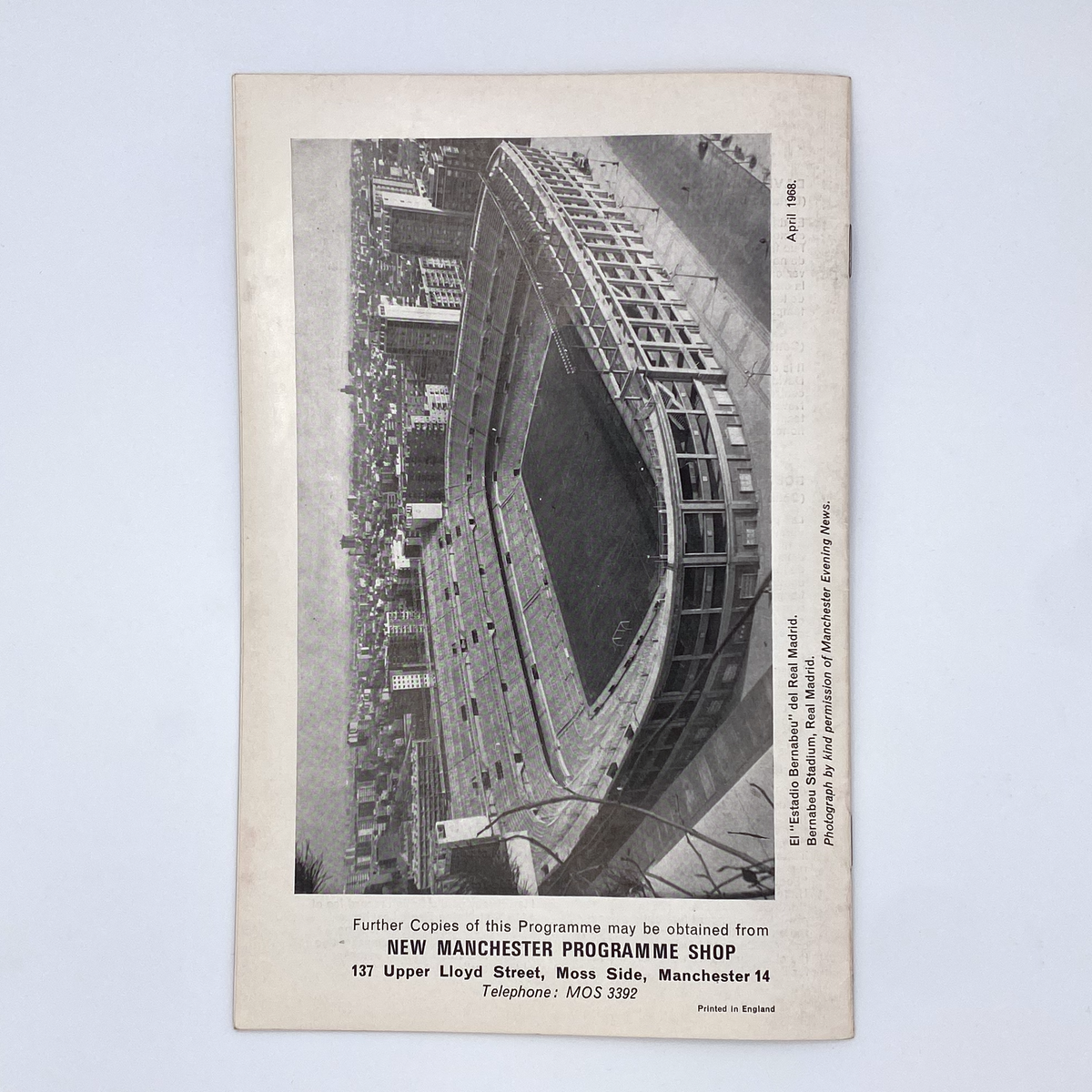Real Madrid vs Manchester United Programme (15 May 1968)