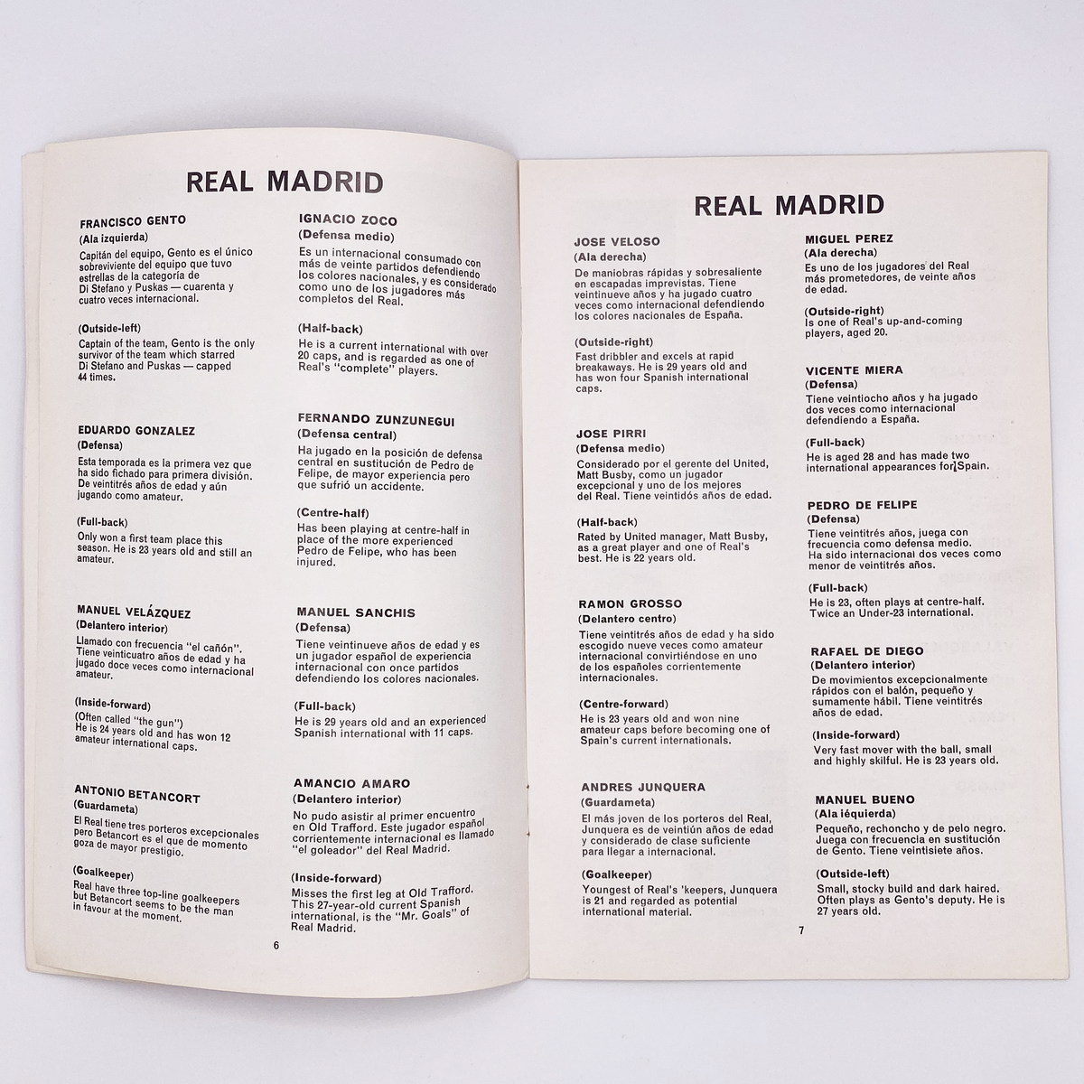 Real Madrid vs Manchester United Programme (15 May 1968)