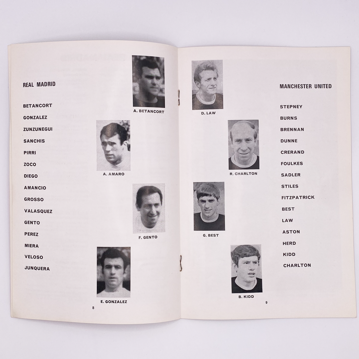 Real Madrid vs Manchester United Programme (15 May 1968)