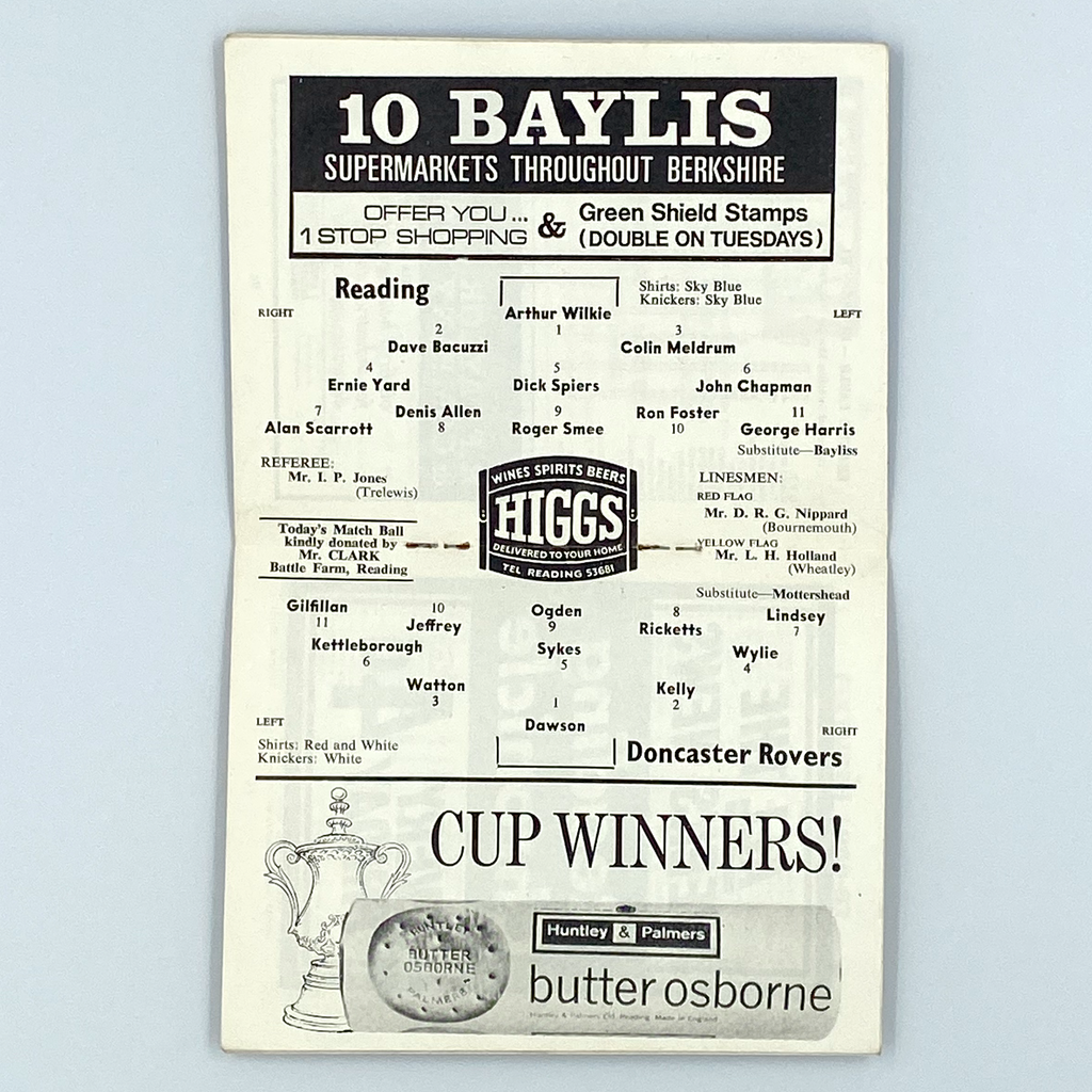 Reading vs Doncaster Rovers Programme (12 April 1967)