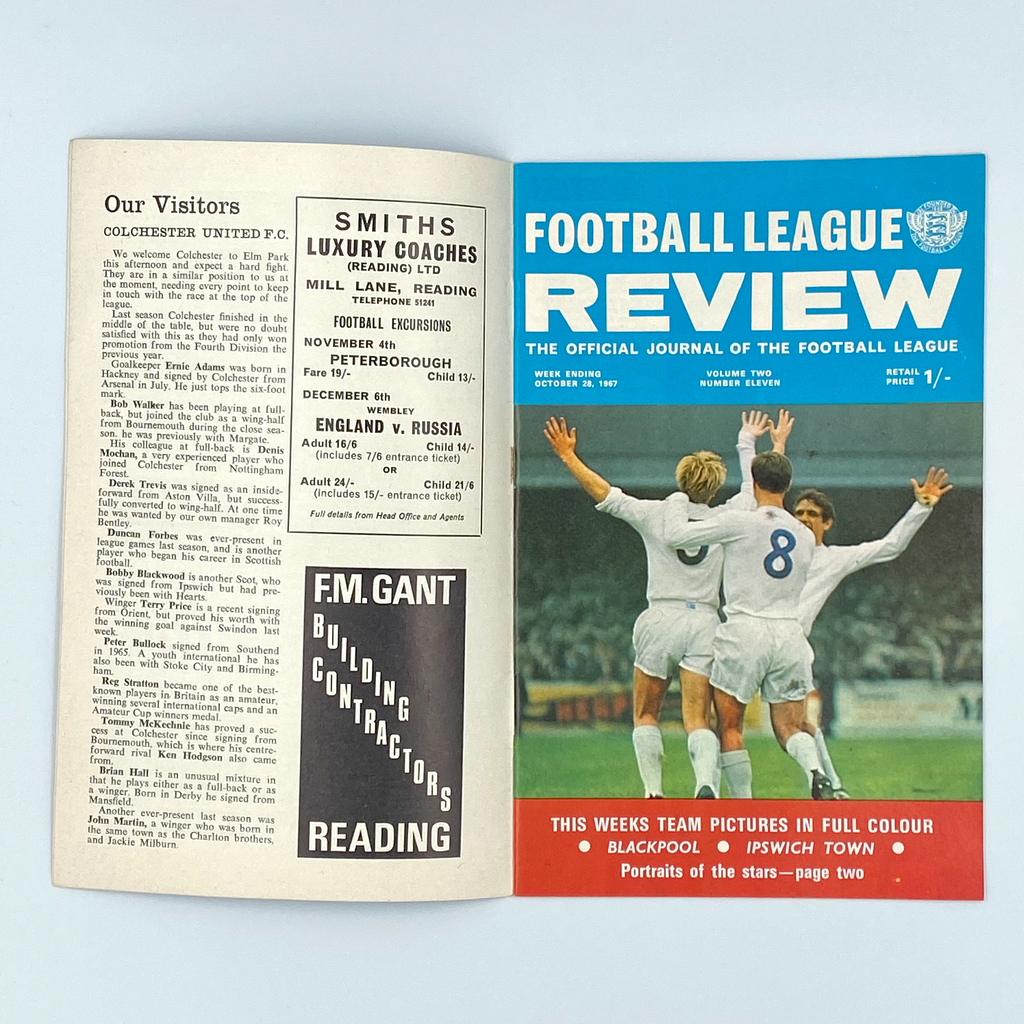 Reading vs Colchester United Programme (28 October 1967)