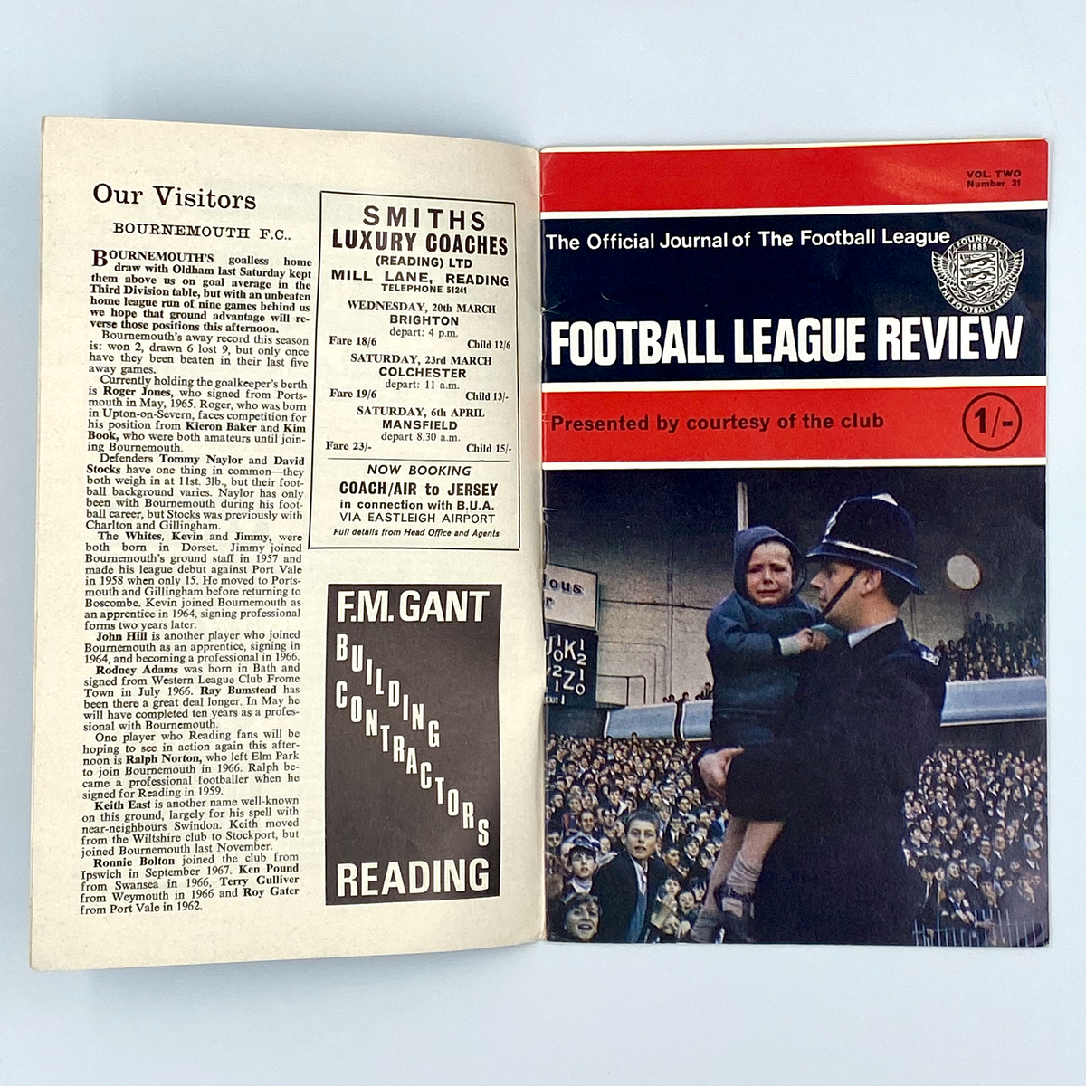 Reading vs AFC Bournemouth Programme (16 March 1968)