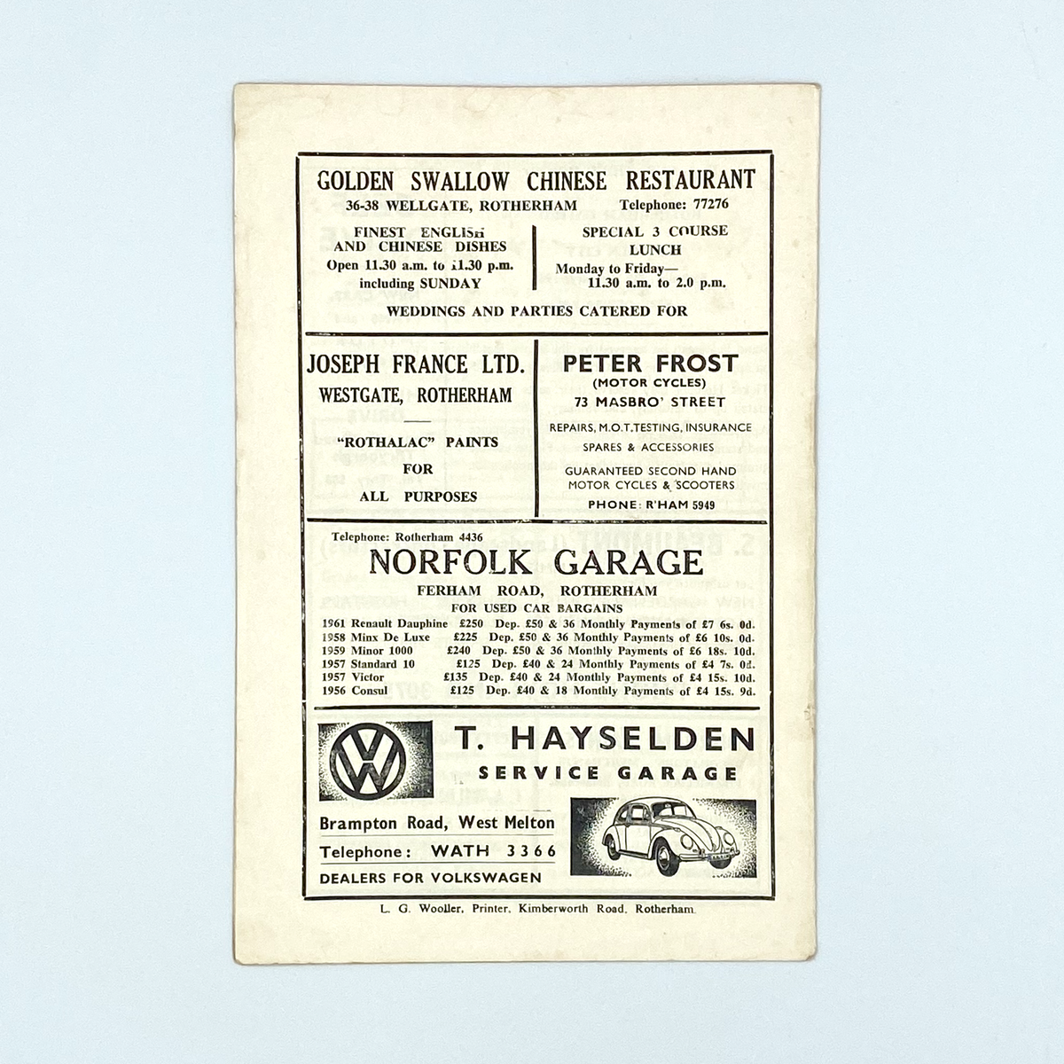 Rotherham United vs Derby County Programme (28 December 1964)