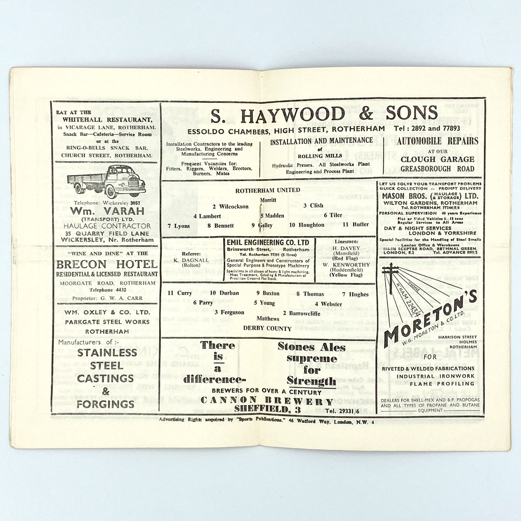 Rotherham United vs Derby County Programme (28 December 1964)