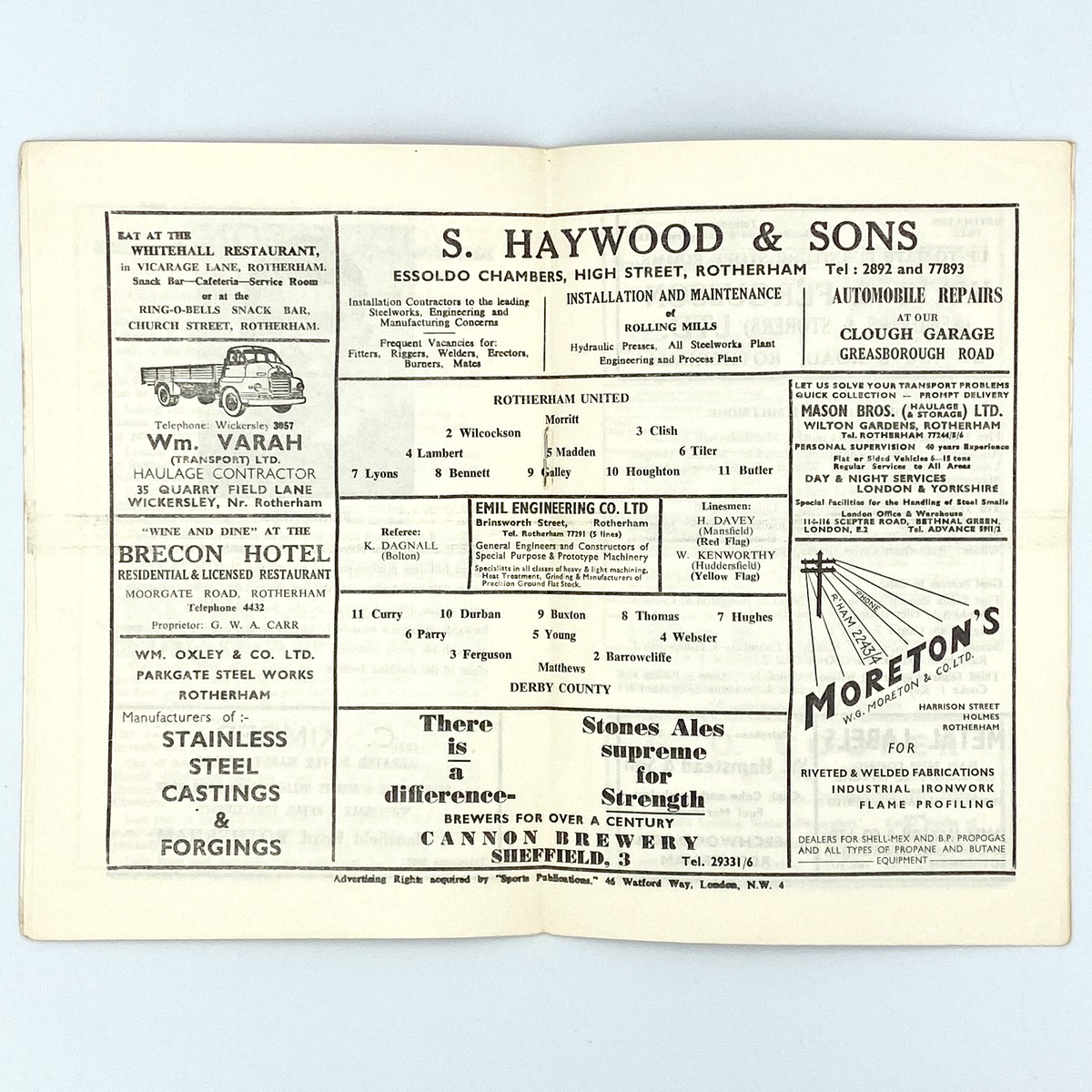 Rotherham United vs Derby County Programme (28 December 1964)