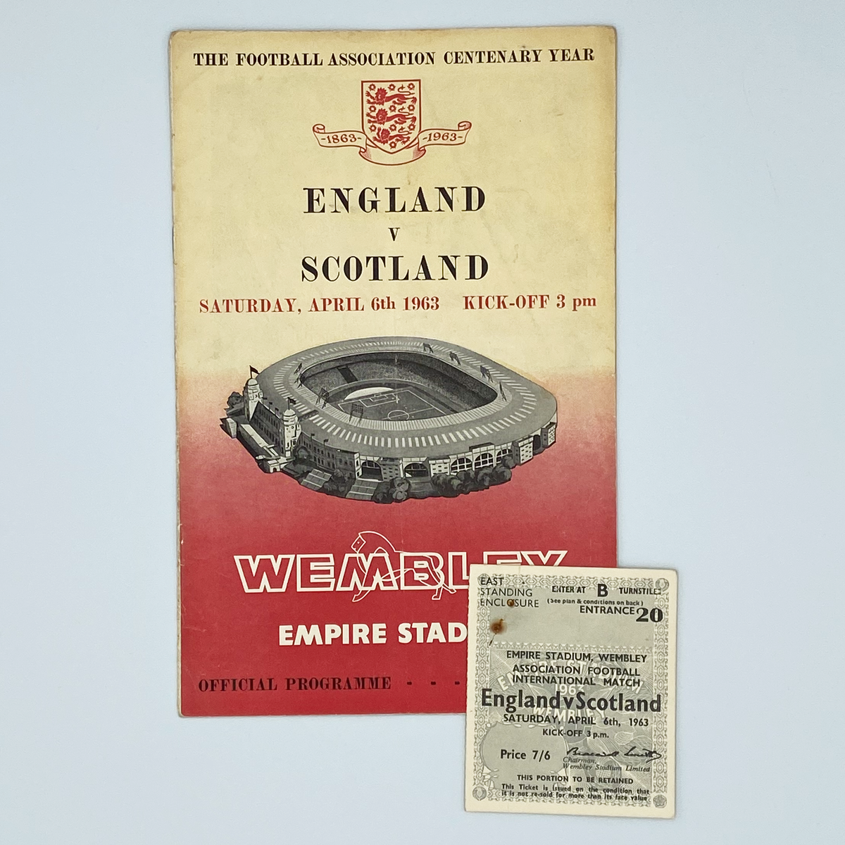 England vs Scotland Programme & Ticket (6 April 1963)