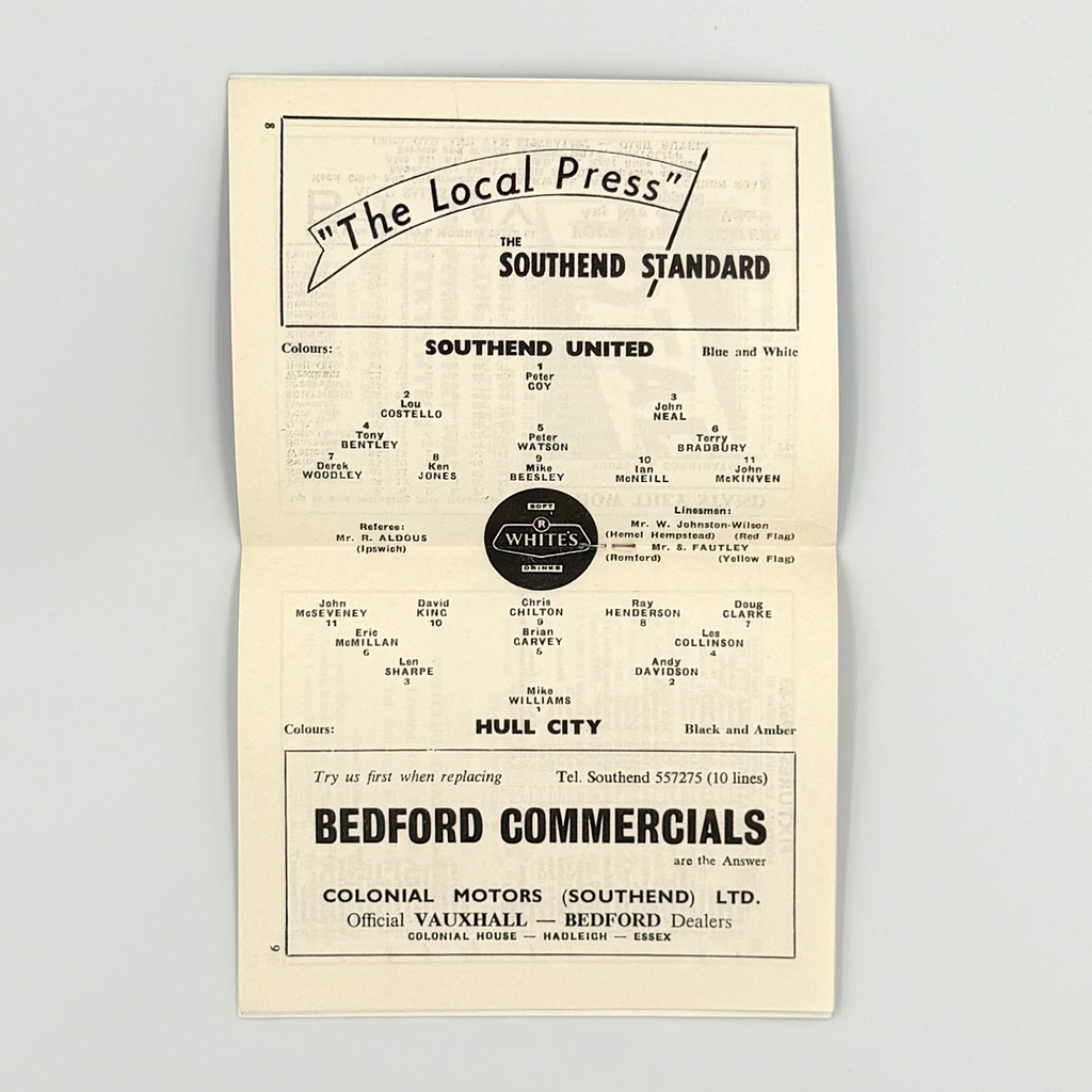 Southend United vs Hull CIty Programme (26 December 1962)