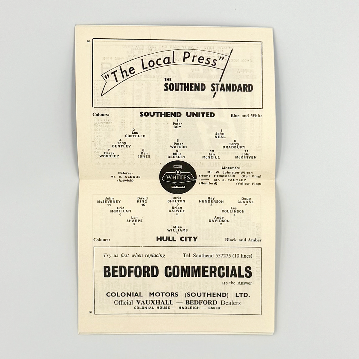Southend United vs Hull CIty Programme (26 December 1962)
