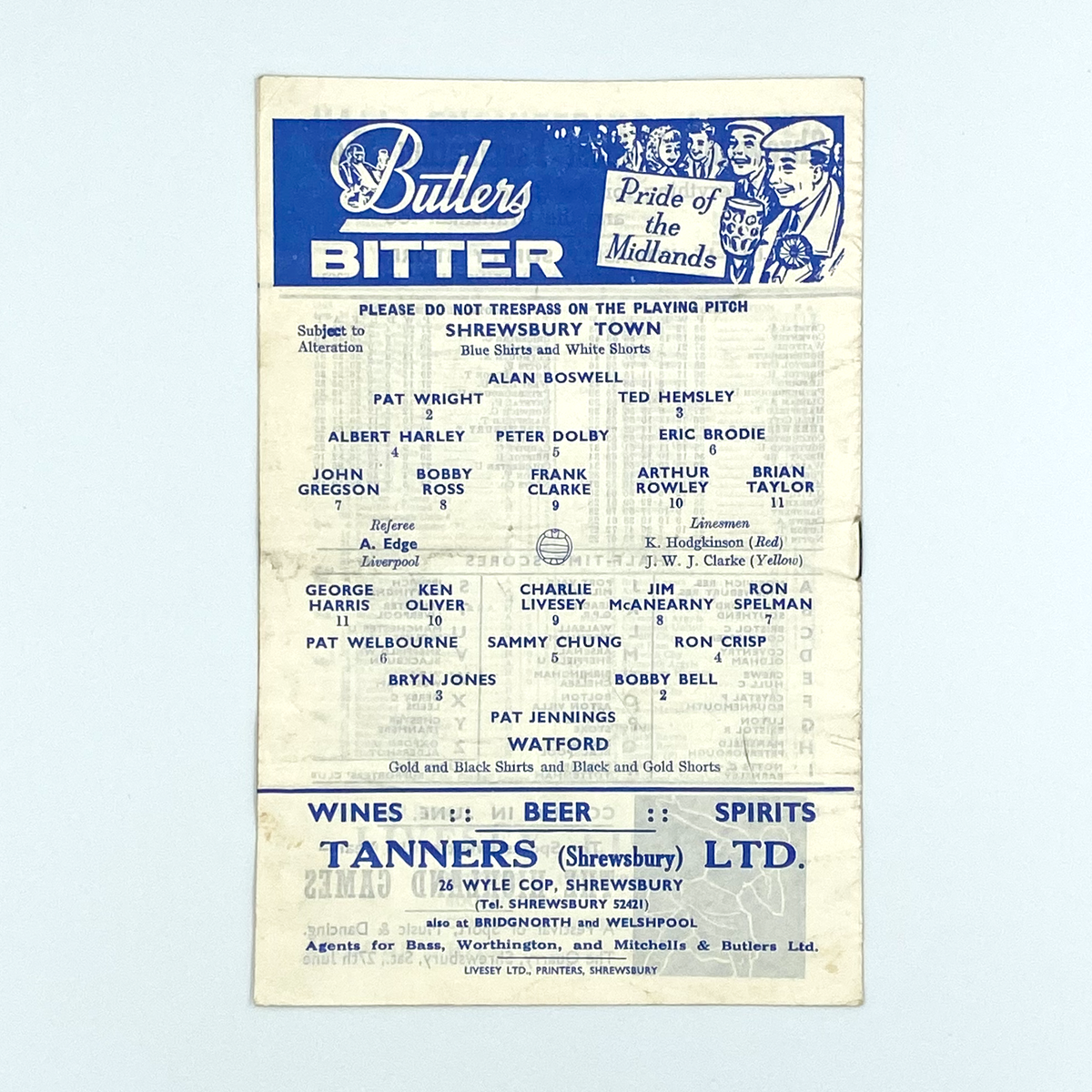 Shrewsbury Town vs Watford Programme (28 March 1964)