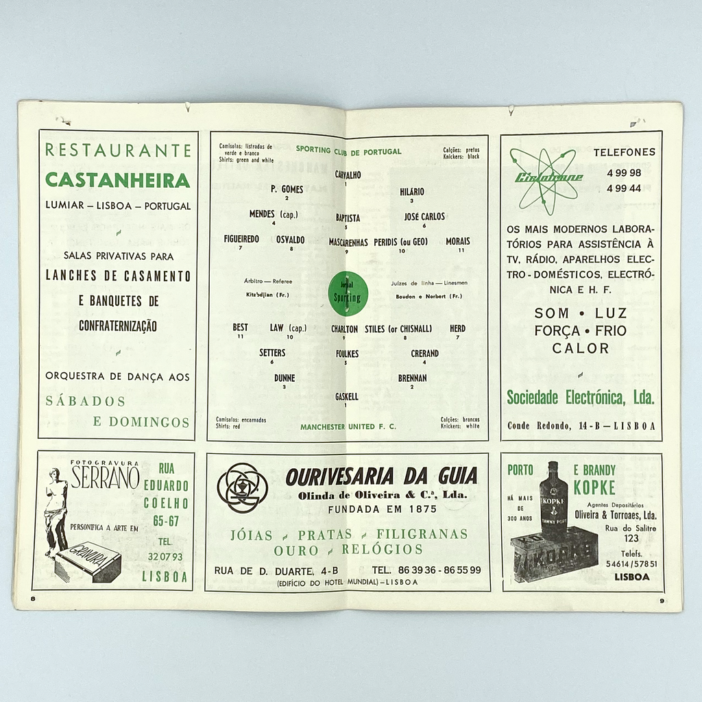 Sporting CP vs Manchester United Programme (18 March 1964)