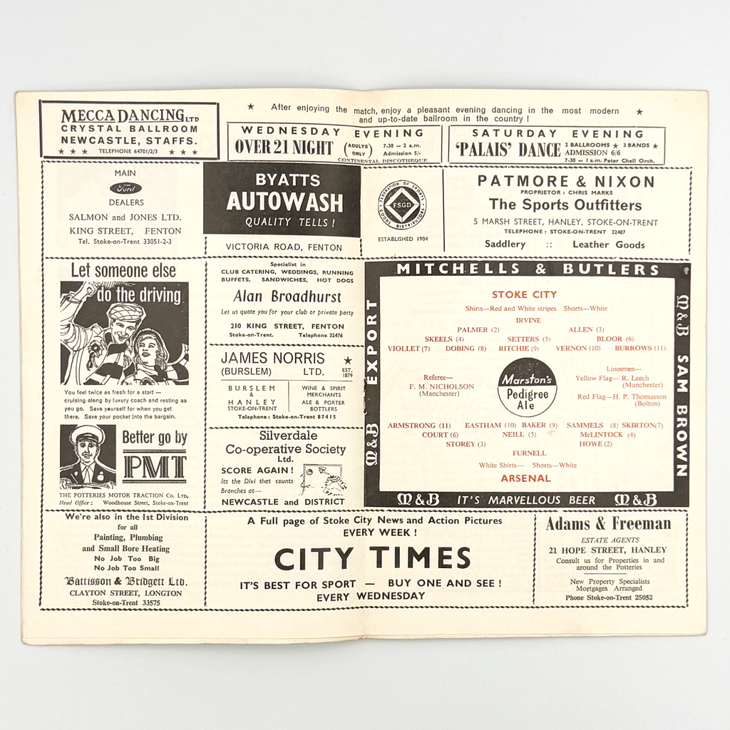 Stoke City vs Arsenal Programme (29 January 1966)
