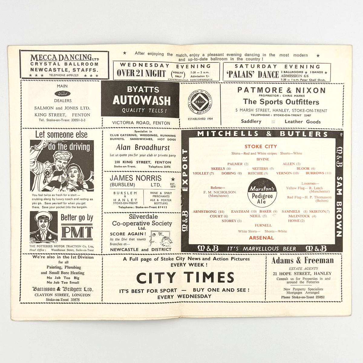 Stoke City vs Arsenal Programme (29 January 1966)