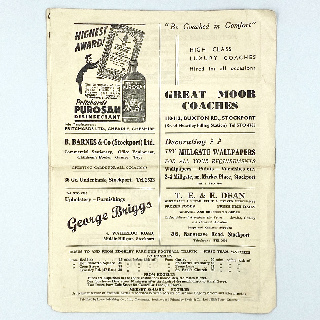 Stockport County vs Southampton Programme (27 April 1959)