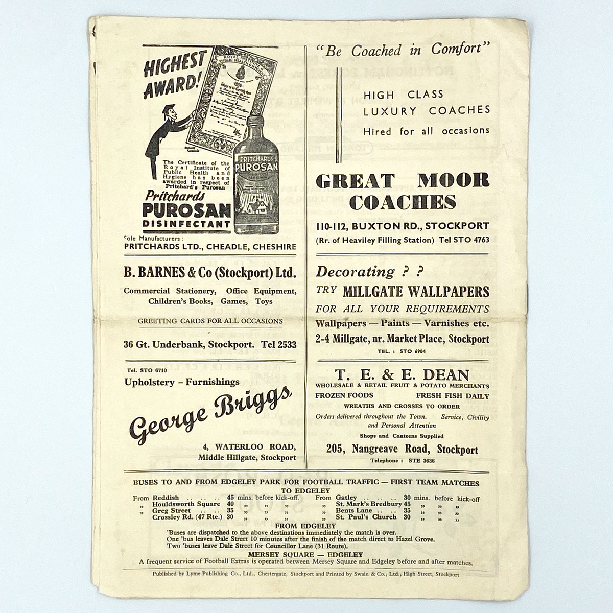 Stockport County vs Southampton Programme (27 April 1959)