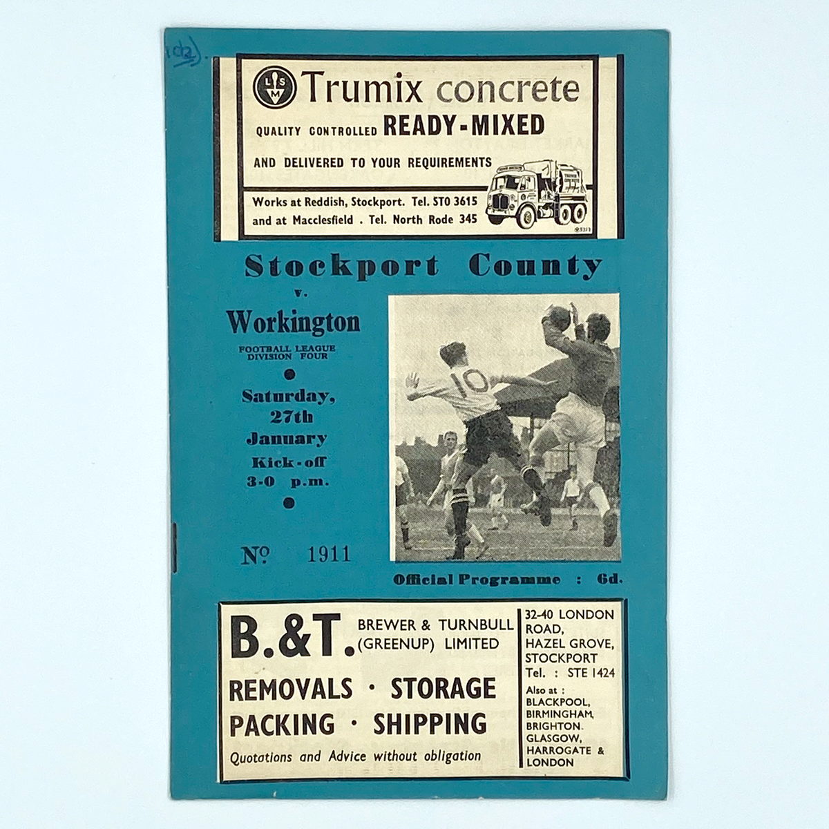Stockport County vs Workington Programme (27 January 1961)
