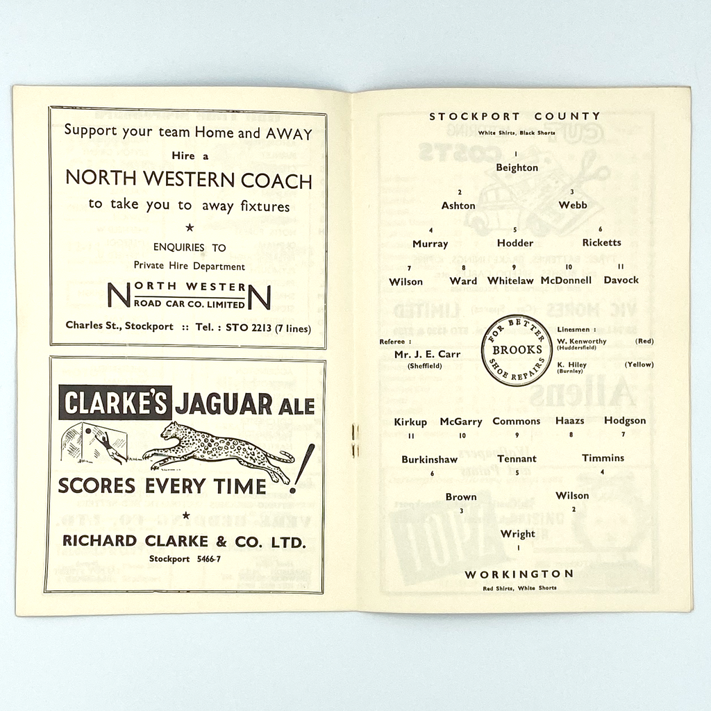 Stockport County vs Workington Programme (27 January 1961)