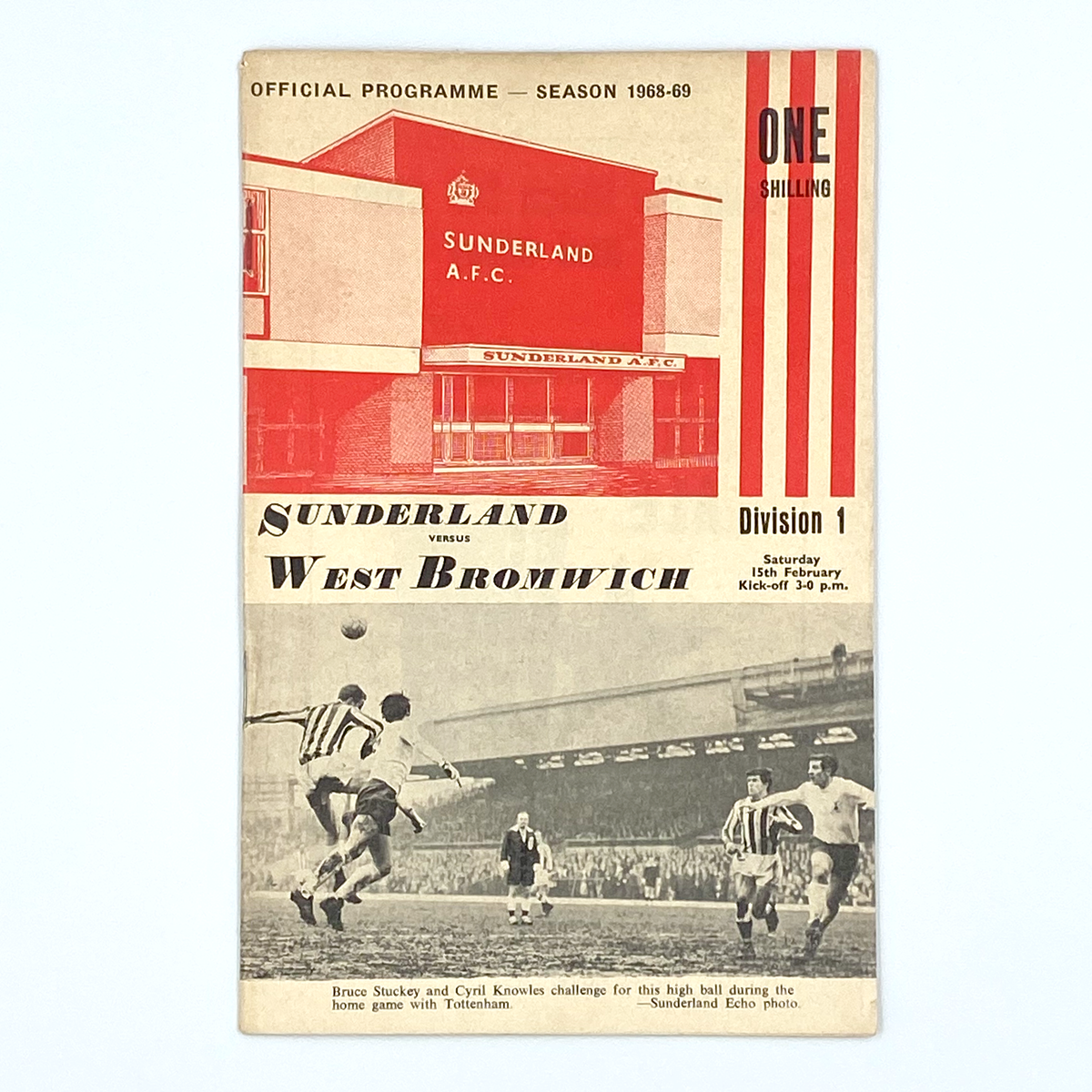 Sunderland vs West Bromwich Albion Programme (15 February 1969)