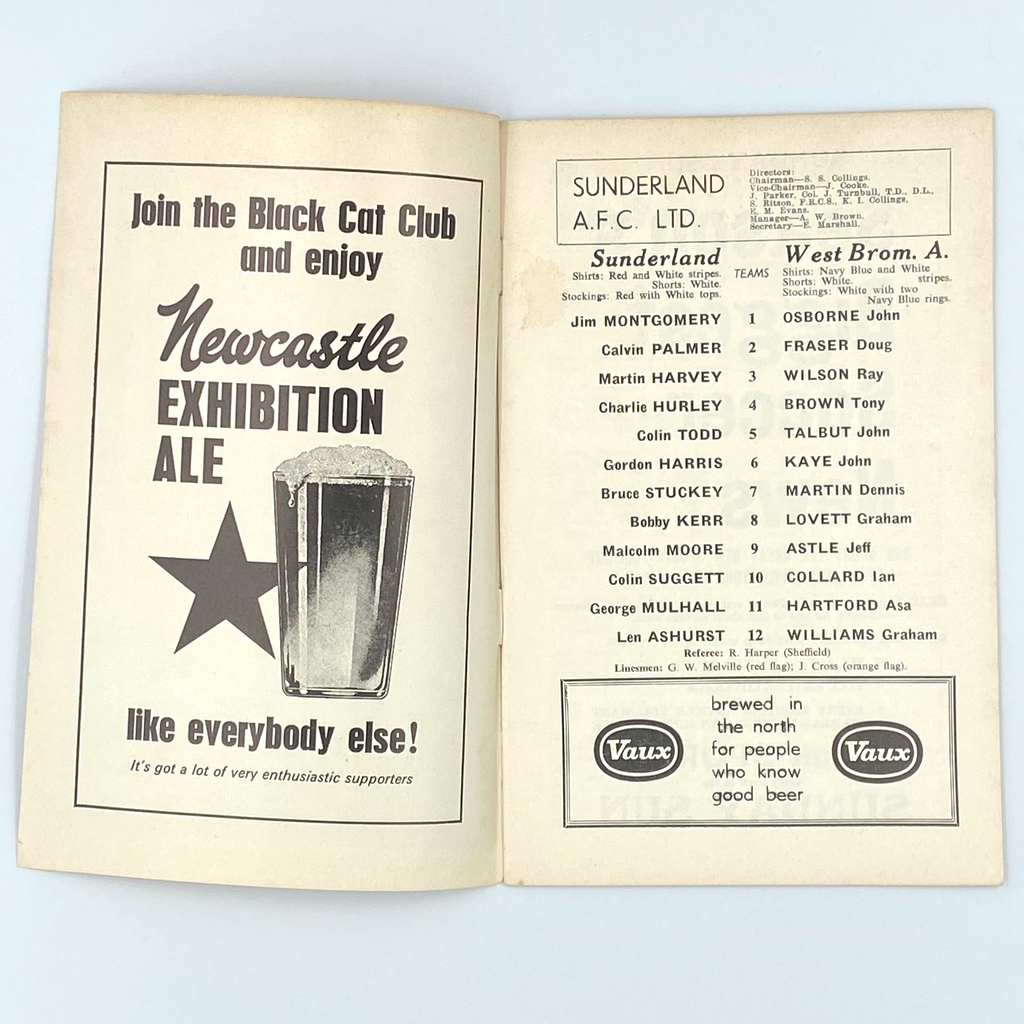 Sunderland vs West Bromwich Albion Programme (15 February 1969)