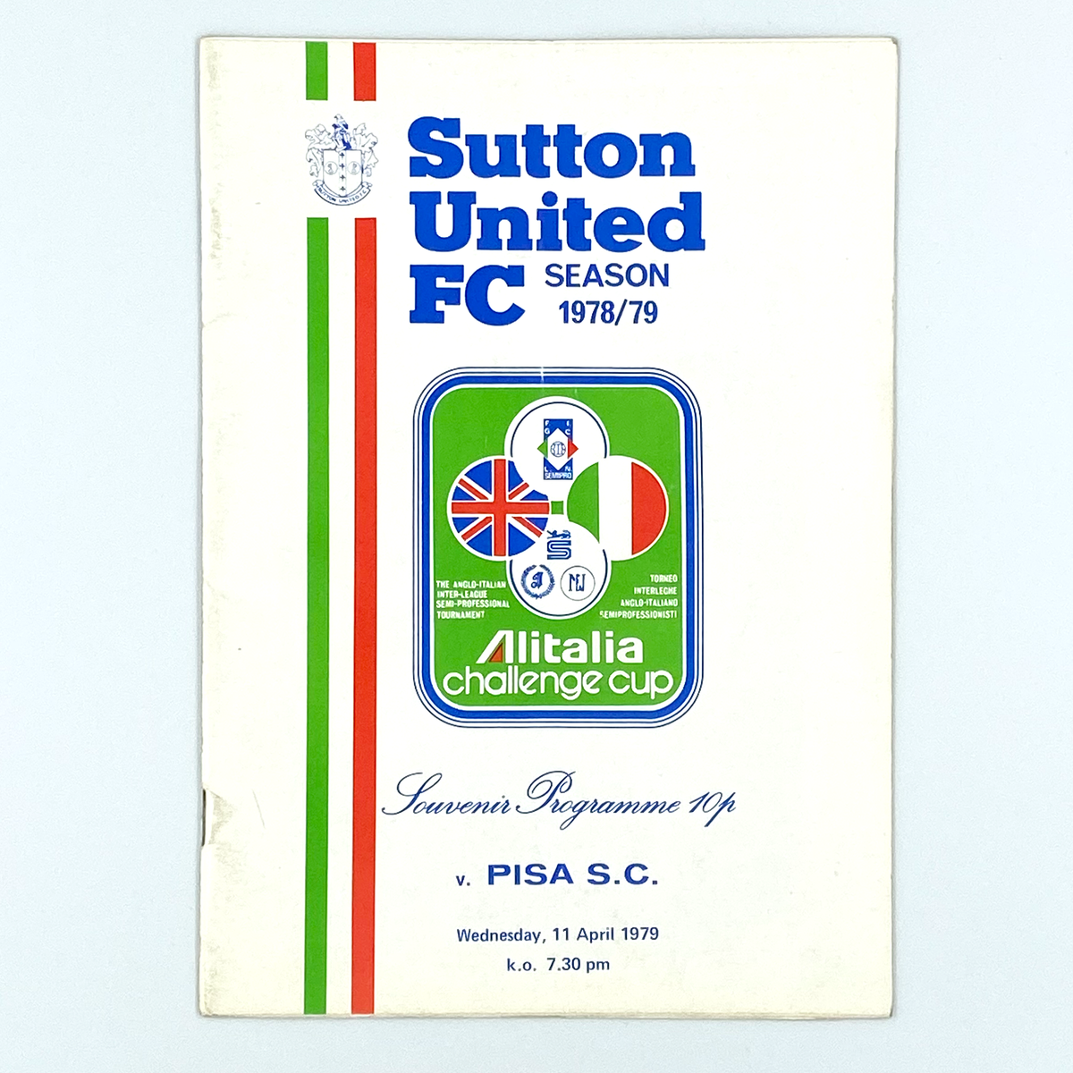 Sutton United vs Pisa SC Programme (11 April 1979)