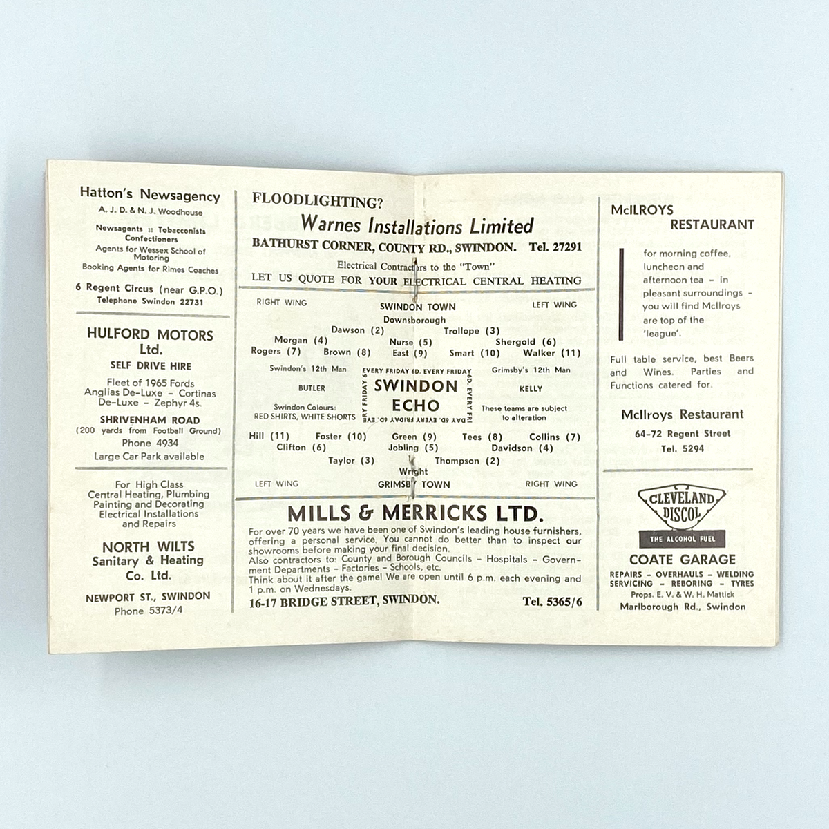 Swindon Town vs Grimsby Town Programme (28 December 1965)