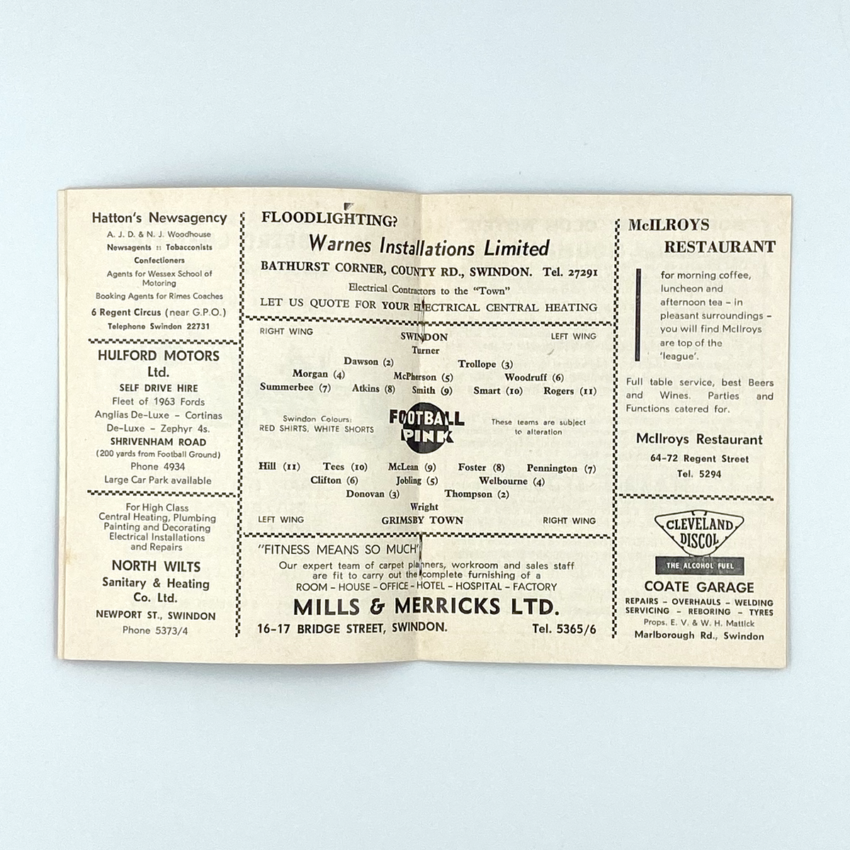 Swindon Town vs Grimsby Town Programme (3 September 1963)