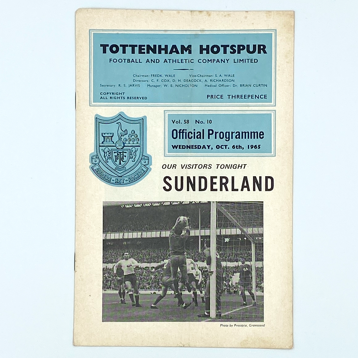 Tottenham Hotspur vs Sunderland Programme (6 October 1965)