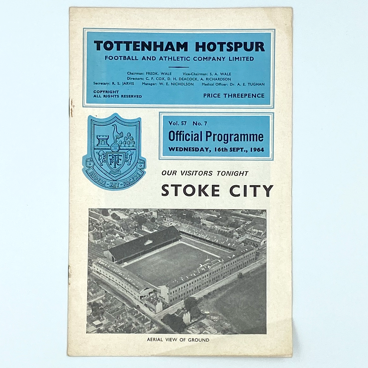 Tottenham Hotspur vs Stoke City Programme (16 September 1964)