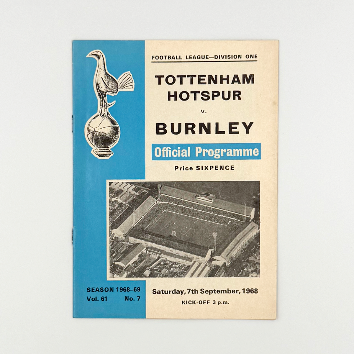Tottenham Hotspur vs Burnley Programme (7 September 1968)