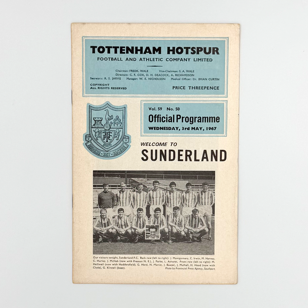 Tottenham Hotspur vs Sunderland Programme (3 May 1967)