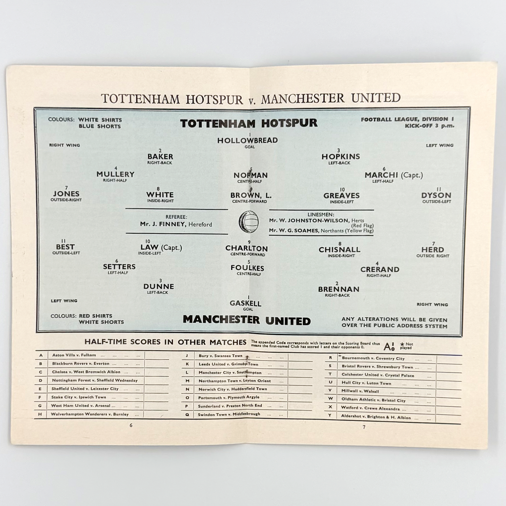 Tottenham Hotspur vs Manchester United Programme (21 March 1964)