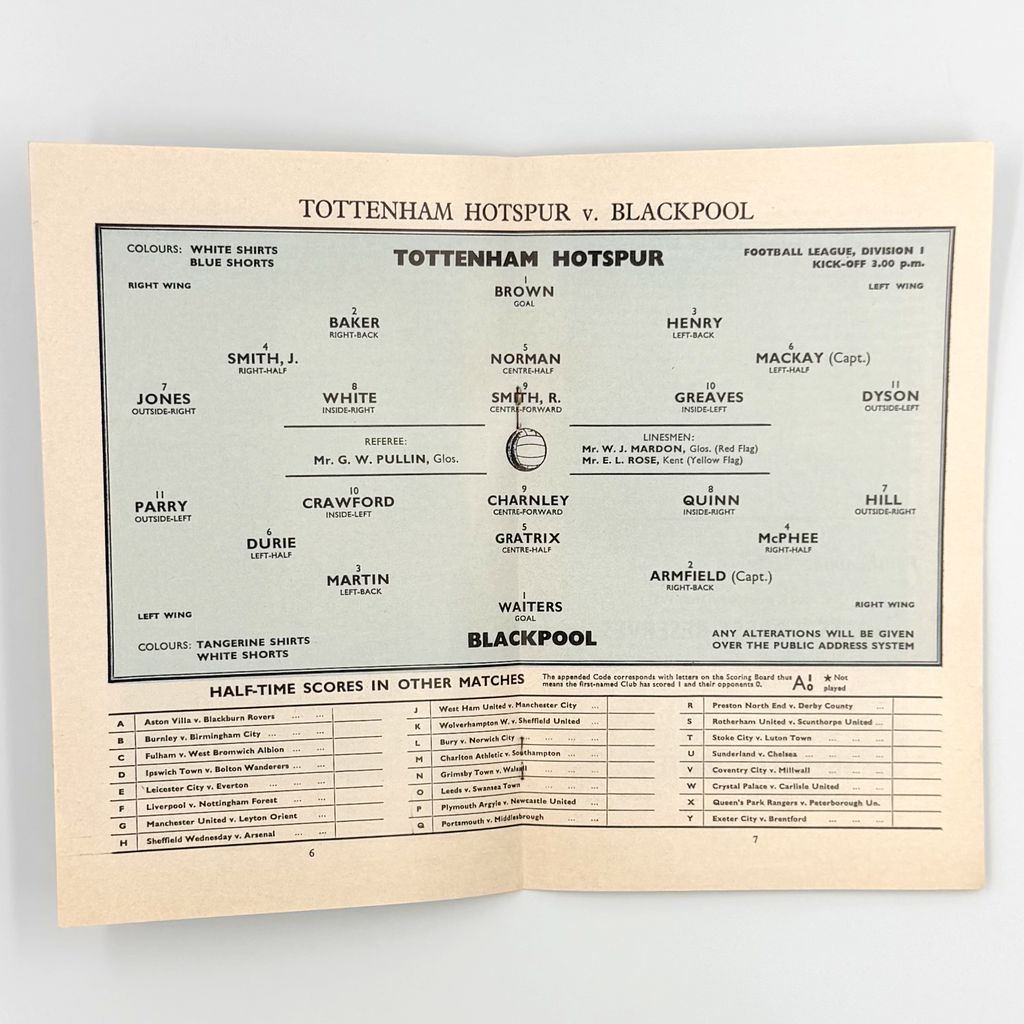 Tottenham Hotspur vs Blackpool Programme (19 January 1963)