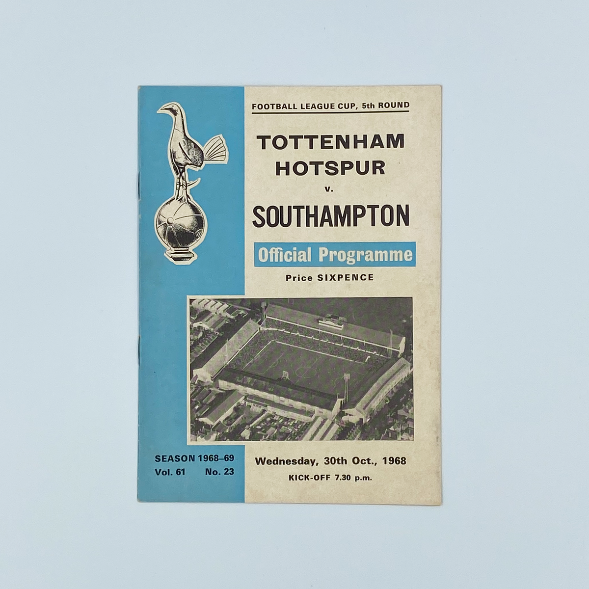 Tottenham Hotspur vs Southampton Programme (30 October 1968)