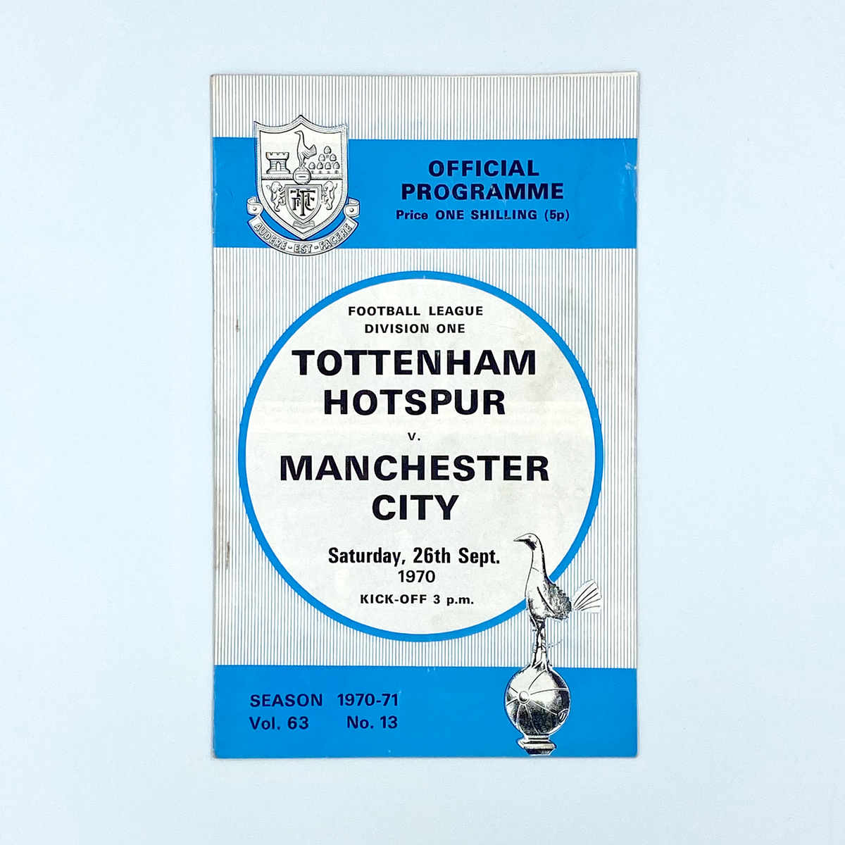Tottenham Hotspur vs Manchester City Programme (26 September 1970)