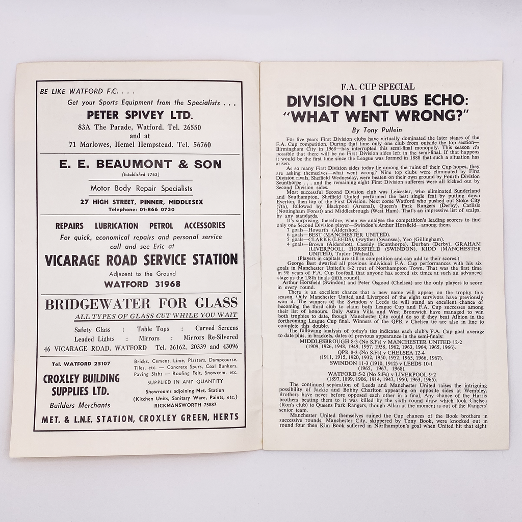 Watford vs Liverpool Programme (21 February 1970)