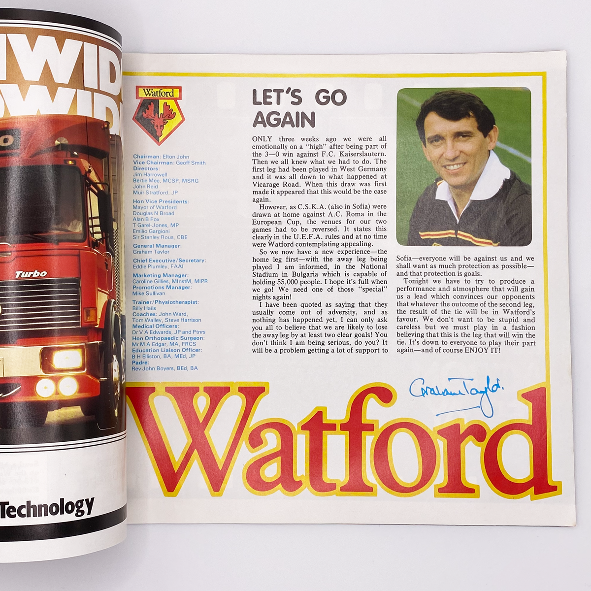 Watford vs Levski Spartak Sofia Programme (19 October 1983)