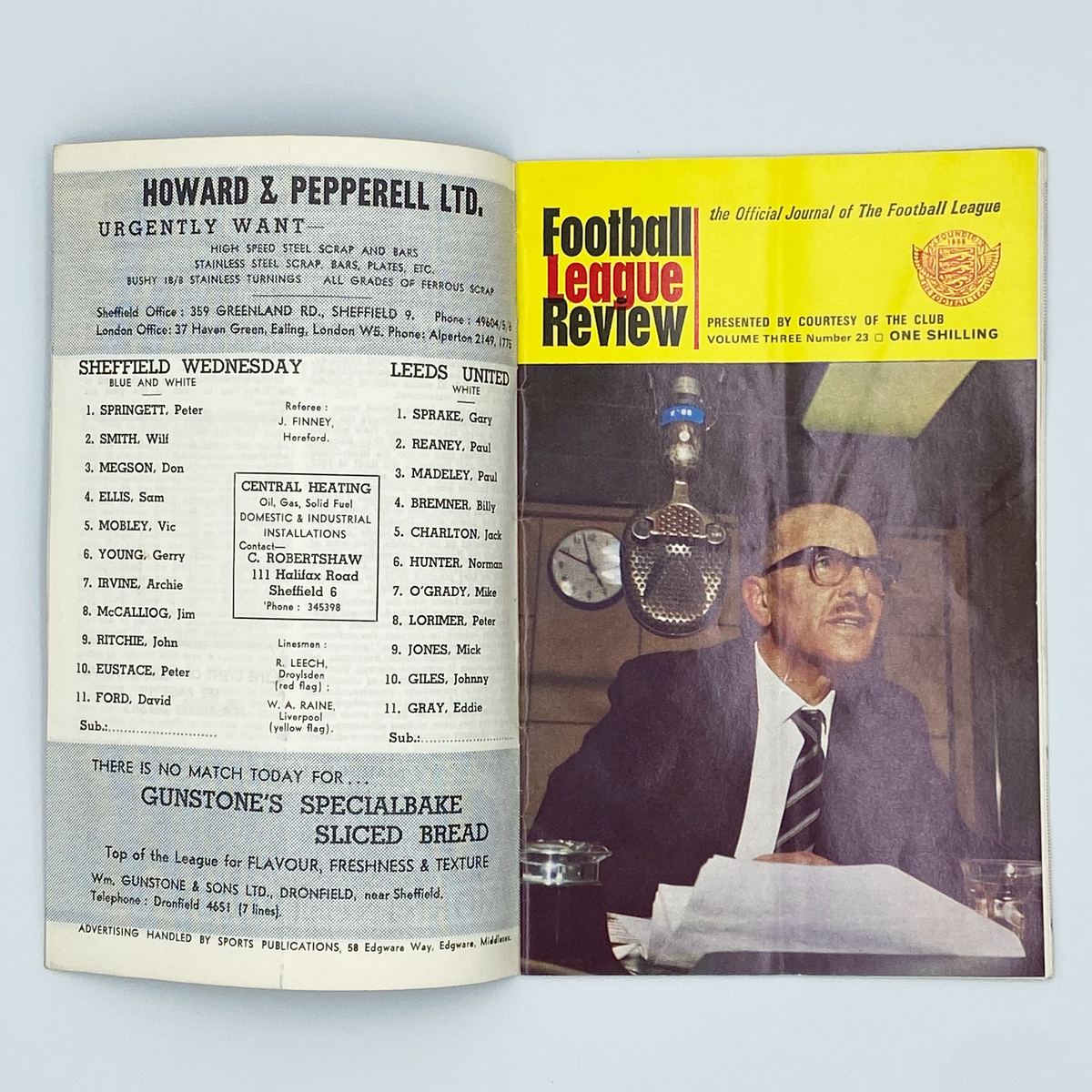Sheffield Wednesday vs Leeds United Programme (4 January 1969)