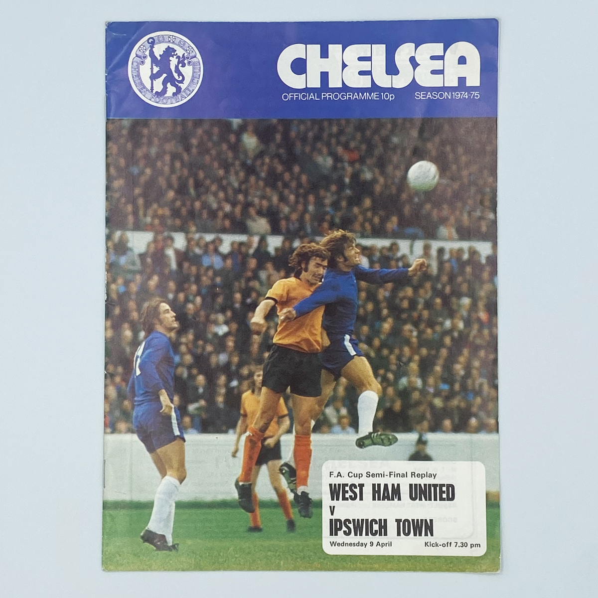 West Ham United vs Ipswich Town FA Cup Semi-Final Replay Programme (9 April 1975)