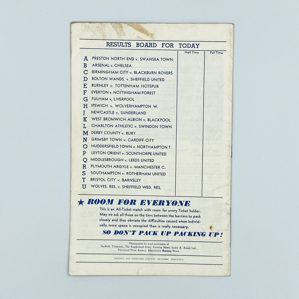 Manchester United vs West Ham United FA Cup Semi-Final Programme (14 March 1964)