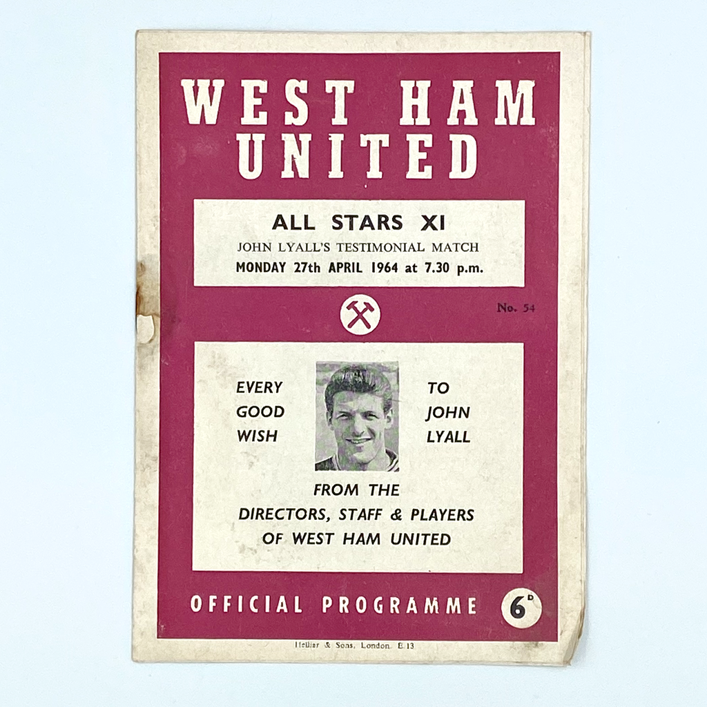 John Lyall Testimonial Match Programme (27 April 1964)