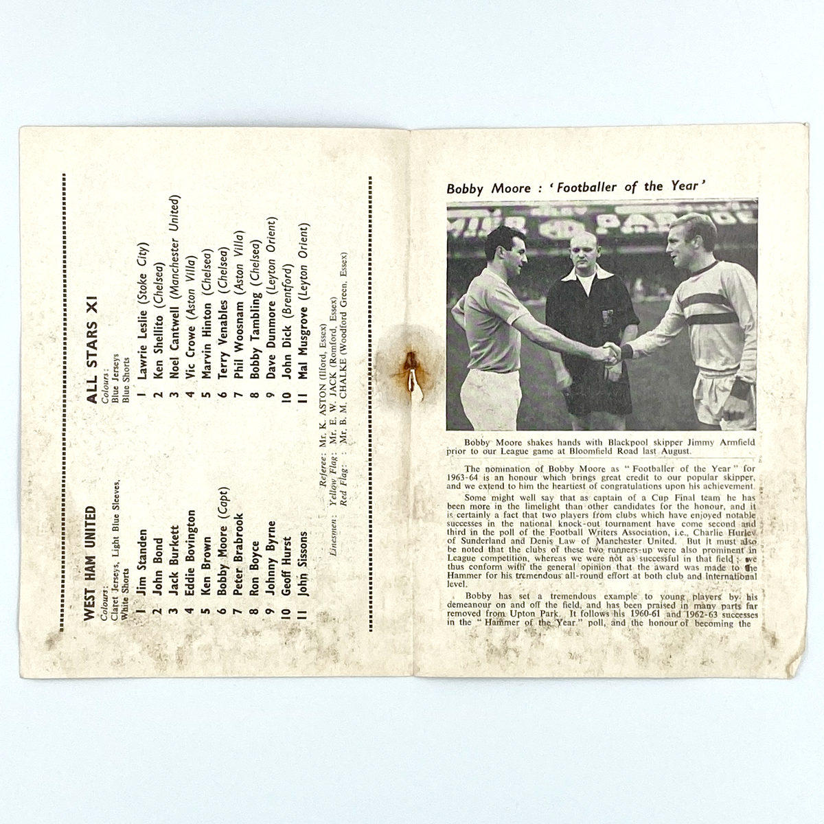 John Lyall Testimonial Match Programme (27 April 1964)