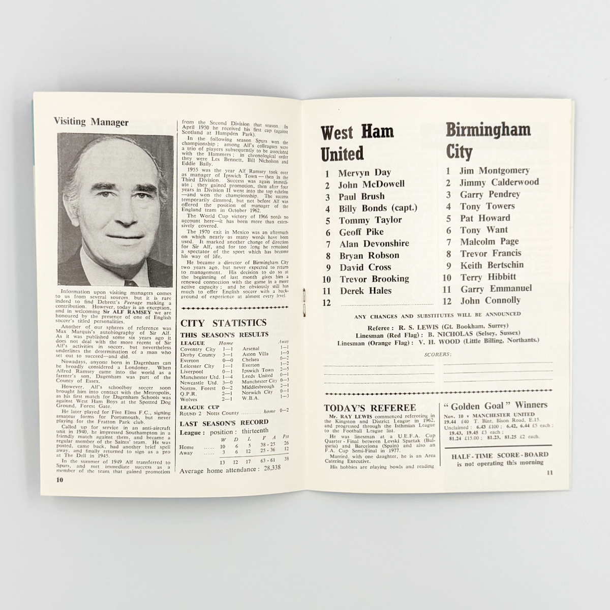West Ham United vs Birmingham City Programme (26 December 1977)